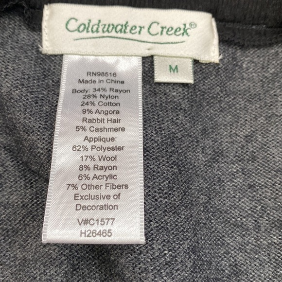 COLDWATER CREEK Cashmere Angora Blend Surplice V-neck Grey Sweater Medium Soft - Picture 4 of 5